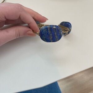 3/ $12 Bourbon and Bow ties Blue and Gold Stone Bracelet